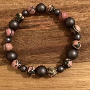 Handmade Rhodonite Beaded Bracelet